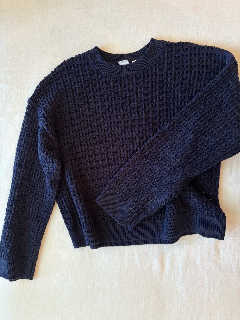 Gap Women's Navy Open-Knit Crewneck oversized Sweater